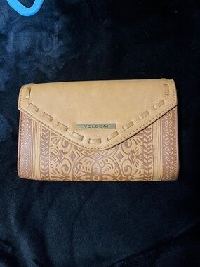 Volcom Tan Embossed Envelope Clutch